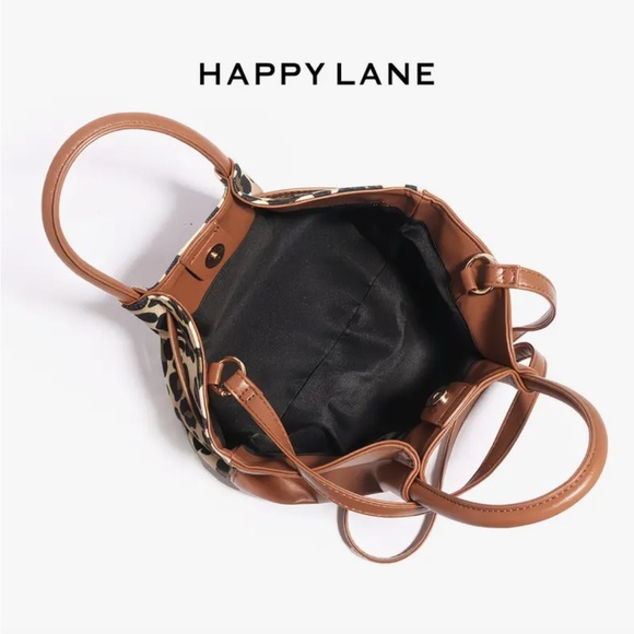 Happy Lane Leopard Print Satchel Crossbody Bag Tan Brown Boho NIP - Picture 8 of 12